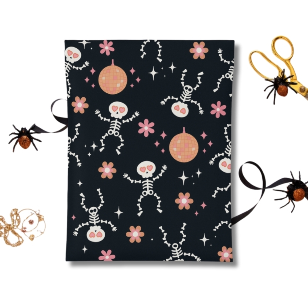 15 10" By 13" Spooky Skeleton and Pumpkin Pollymailers